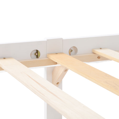 3ft Single Pine Wood Bed Frame – Solid Slats, White Finish (90×190cm)