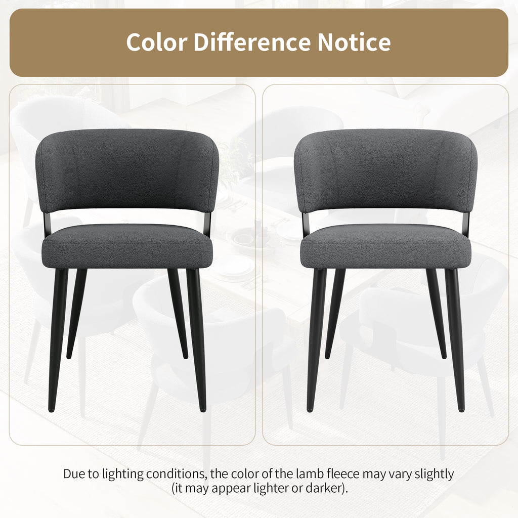 Modern Grey Upholstered Dining Chairs Set of 4 - Curved Backrest