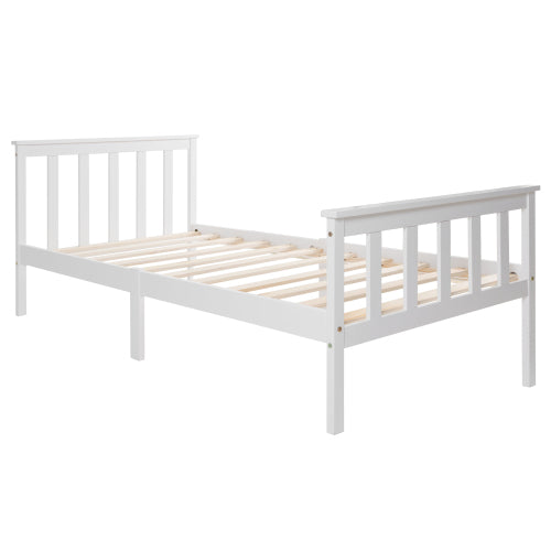 3ft Single Pine Wood Bed Frame – Solid Slats, White Finish (90×190cm)