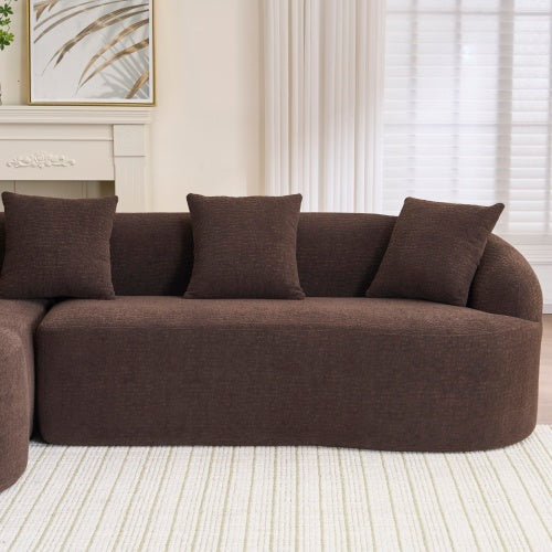 LY-022 Full Compression Sponge L-Shape Sectional Sofa, Brown Modular