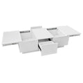 High‑Gloss Coffee Table with Hidden Push‑Pull Drawers – White 100×50×31cm