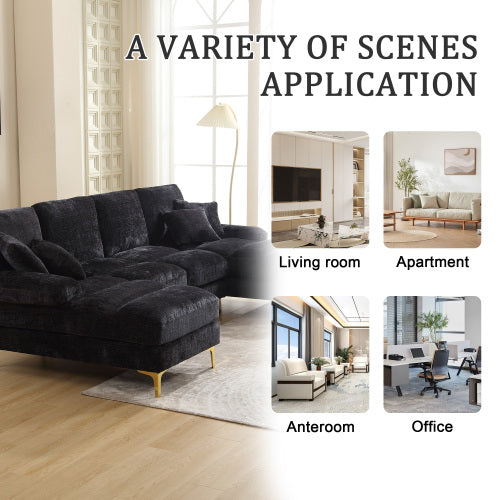 U-Shaped Modular Sectional Sofa – Chenille Fabric (4-Seater)