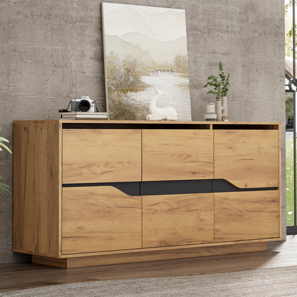 Modern Vintage 3‑Door Sideboard Cabinet – Adjustable Shelves 140×40×70cm Wood