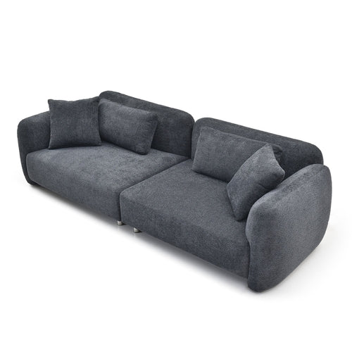 110.23 Inches Teddy Velvet Sofa, Mid Century Sofa 3 Seater Couch with