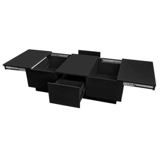 High‑Gloss Coffee Table with Hidden Push‑Pull Drawers – White 100×50×31cm