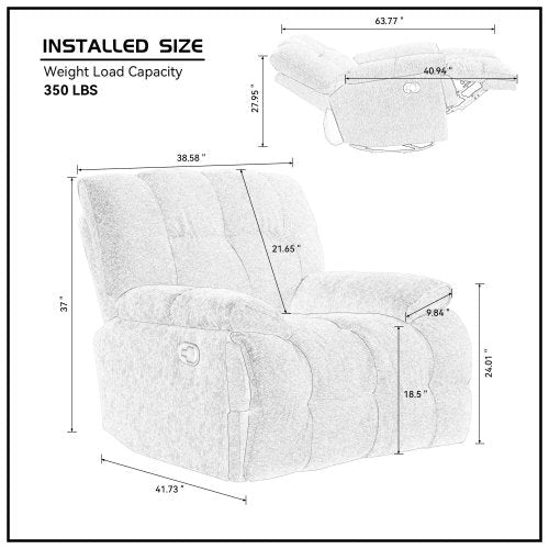 360 Degree Swivel Fabric Single Sofa Heavy Duty Reclining Chair for