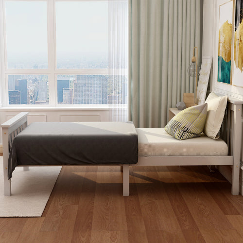 3ft Single Pine Wood Bed Frame – Solid Slats, White Finish (90×190cm)