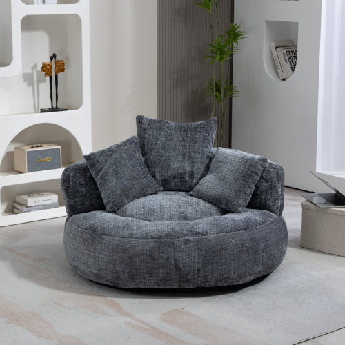 COOLMORE Chenille Lazy Sofa Bean Bag Chair – High Back Floor Lounger with 3 Pillows