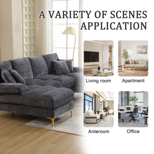 U-Shaped Modular Sectional Sofa – Chenille Fabric (4-Seater)