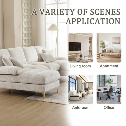 U-Shaped Modular Sectional Sofa – Chenille Fabric (4-Seater)