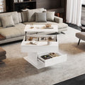 360° Rotating Lift Top Coffee Table – High Gloss White (70x70cm)