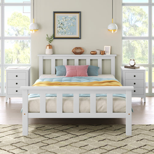 3ft Single Pine Wood Bed Frame – Solid Slats, White Finish (90×190cm)