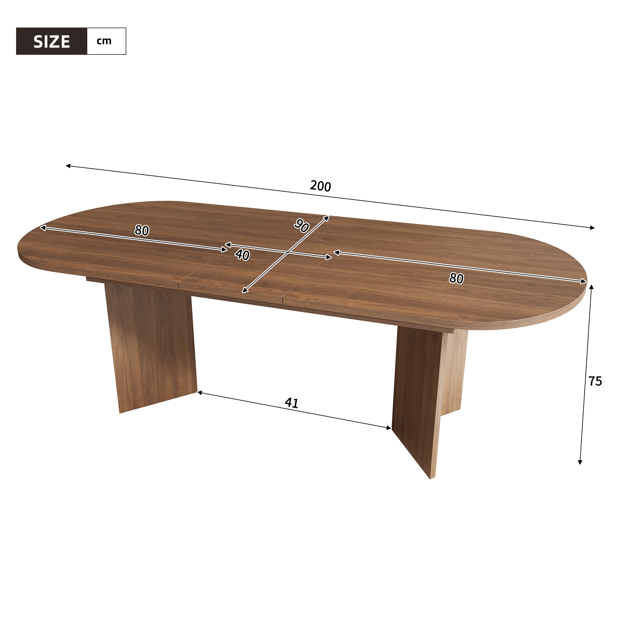 Extendable Walnut Dining Table 160-200 x 90cm - Seats 6-8