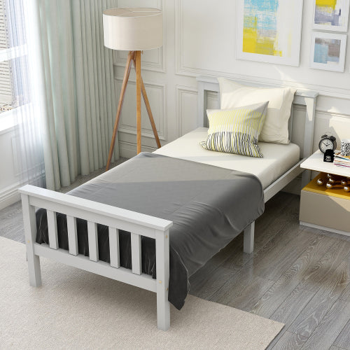 3ft Single Pine Wood Bed Frame – Solid Slats, White Finish (90×190cm)