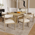 Natural Linen Dining Chairs Set of 6 – Armrest Comfort & Solid Wood